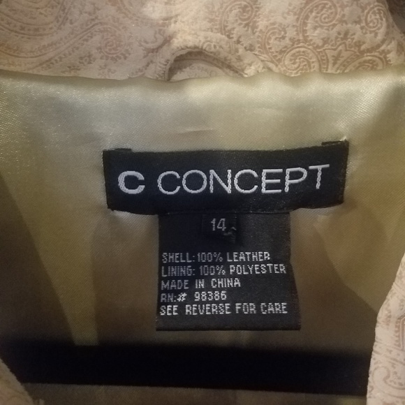 C Concept 100% RealLeather Shell Pink Paisley Coat - Picture 7 of 8